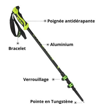 Bâtons de Randonnée Multifonctionnels – Réglables 65-135 cm, Aluminium, Poignée EVA, Embouts Interchangeables