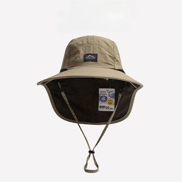 Chapeau de Soleil Unisexe Anti UV Imperméable avec Large Bord et Protection Nuque, Léger et Respirant