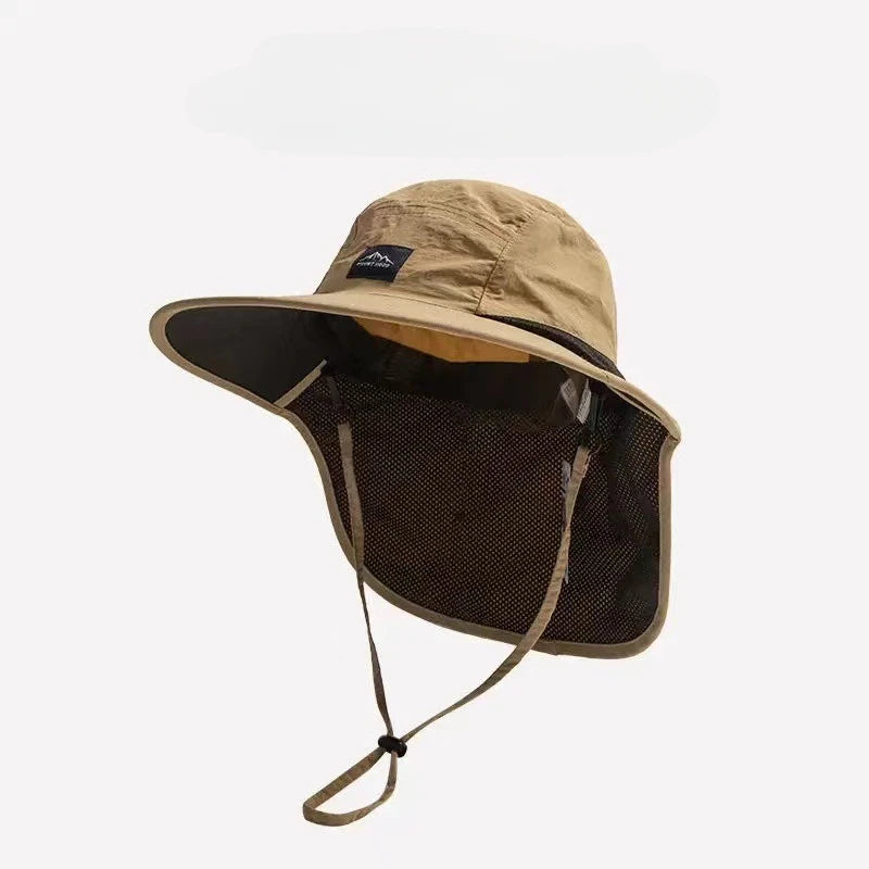 Chapeau de Soleil Unisexe Anti UV Imperméable avec Large Bord et Protection Nuque, Léger et Respirant