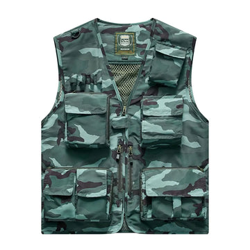 Gilet de Plein Air Camouflage Léger avec Poches Multiples Pratiques