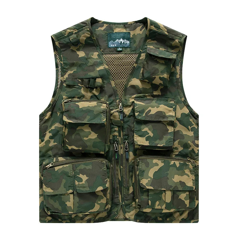 Gilet de Plein Air Camouflage Léger avec Poches Multiples Pratiques
