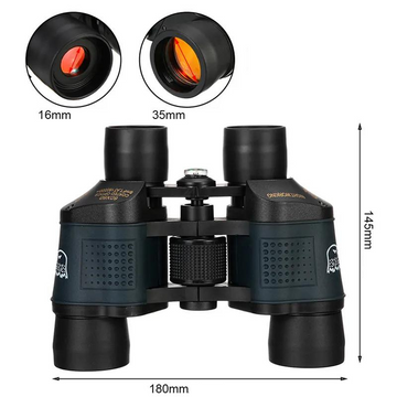 Jumelles de Randonnée Puissantes 80x80 – Zoom x80, Portée 16 km, Oculaire 5mm, Structure Métal & Caoutchouc, 750g