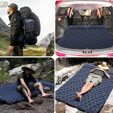 Matelas de Camping Gonflable 2 Personnes avec Pompe Intégrée – Imperméable, 195x130x5 cm, Compact et Léger
