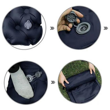 Matelas de Camping Gonflable 2 Personnes avec Pompe Intégrée – Imperméable, 195x130x5 cm, Compact et Léger