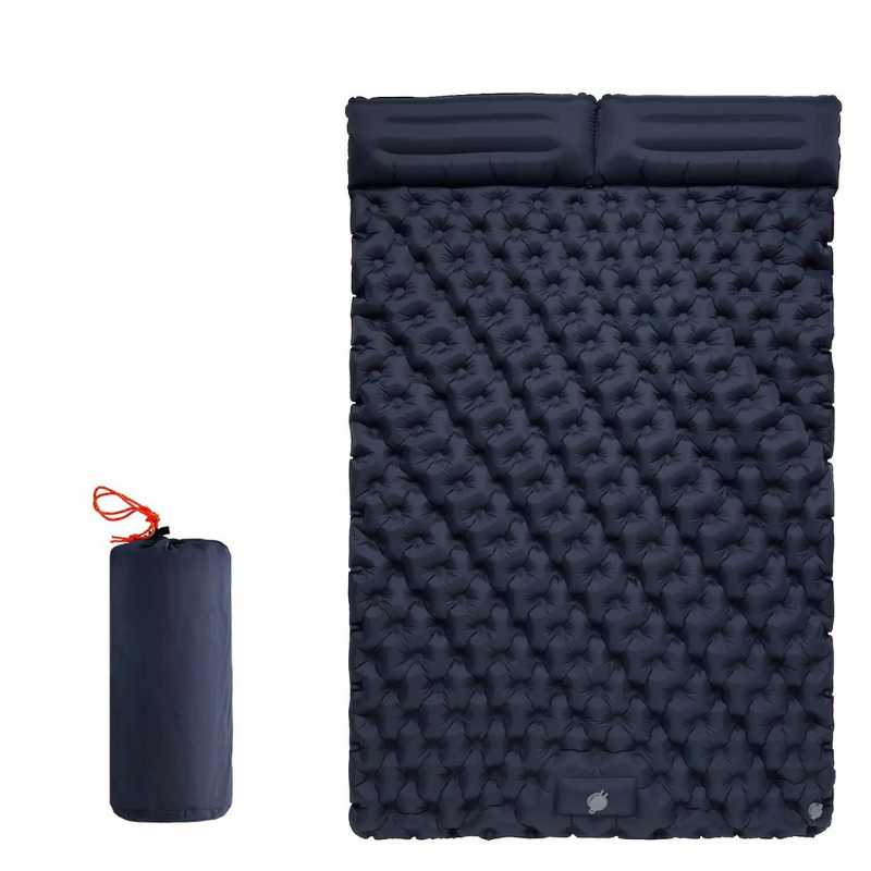 Matelas de Camping Gonflable 2 Personnes avec Pompe Intégrée – Imperméable, 195x130x5 cm, Compact et Léger