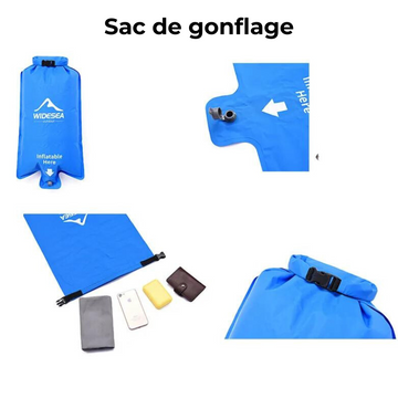 Matelas de Camping Ultra-Léger avec Sac de Gonflage – Imperméable, 190x58x5 cm, 460g, Format Compact 19x9 cm