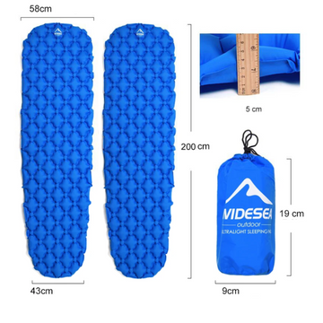 Matelas de Camping Ultra-Léger avec Sac de Gonflage – Imperméable, 190x58x5 cm, 460g, Format Compact 19x9 cm