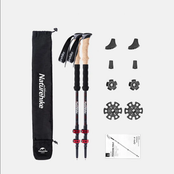 Bâtons de Randonnée Carbone Ultra Légers 135 cm – Télescopiques, Antichoc, Pointe Tungstène, Lot de 2 pour Trekking et Alpinisme
