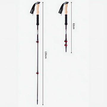 Bâtons de Randonnée Carbone Ultra Légers 135 cm – Télescopiques, Antichoc, Pointe Tungstène, Lot de 2 pour Trekking et Alpinisme
