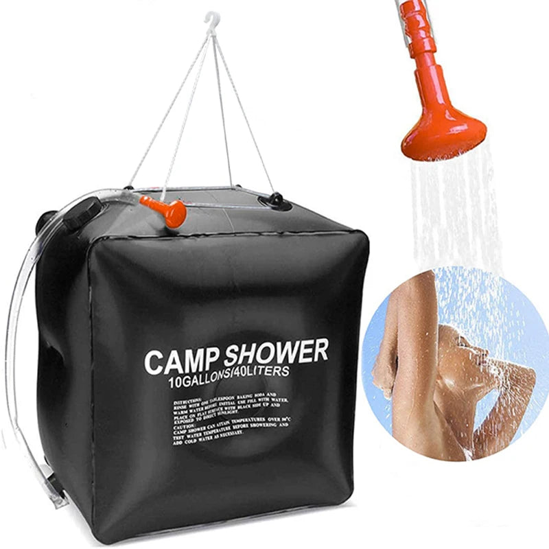 Sac de Douche Solaire 40L pour Camping – Douche Portable avec Pommeau, Chauffage Naturel, Grande Capacité