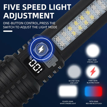 Lampe Torche LED Rechargeable Ultra Puissante avec Fonction Zoom et Écran