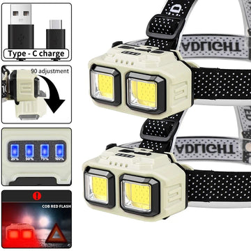 Lampe Frontale Rechargeable Ultra Puissante – Étanche, Légère et Idéale pour Camping et Randonnée