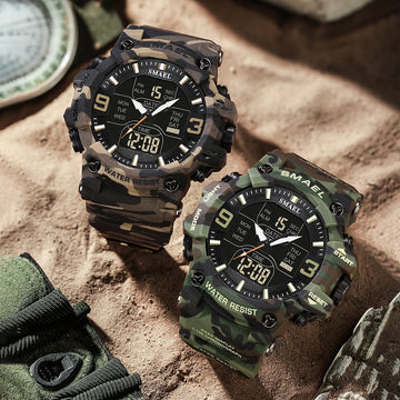 Montre Digitale Militaire Imperméable avec Alarme et Double Fuseau Horaire