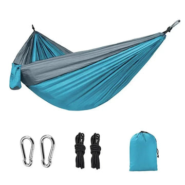 Hamac de Camping Ultra-Résistant 270x140 cm – Nylon 210T Haute Densité, Charge 300kg, Léger et Compact avec Sac de Rangement
