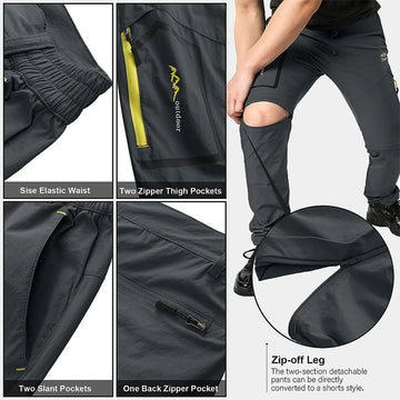 Pantalon Randonnée Homme Convertible Imperméable Tissu Respirant UPF 50