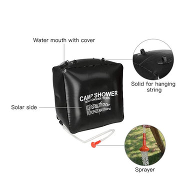 Sac de Douche Solaire 40L pour Camping – Douche Portable avec Pommeau, Chauffage Naturel, Grande Capacité
