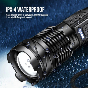 Lampe Torche Rechargeable XHP70 Puissante Étanche 2300 Lumens avec 7 Modes et Zoom