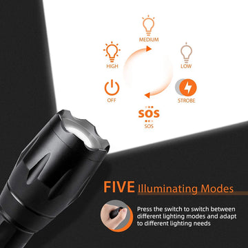 Lampe Torche LED Ultra Puissante en Aluminium - 5 Modes d&