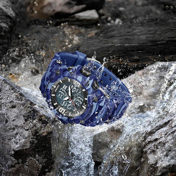 Montre Digitale Militaire Imperméable avec Alarme et Double Fuseau Horaire