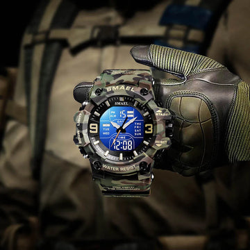 Montre Digitale Militaire Imperméable avec Alarme et Double Fuseau Horaire
