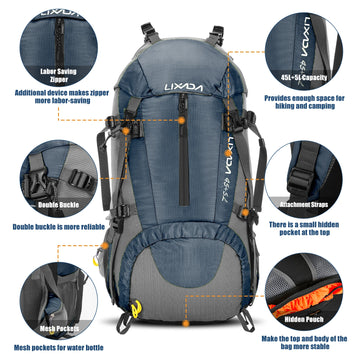 Sac À Dos De Randonnée Imperméable 50L Avec Housse De Pluie - Nylon Résistant