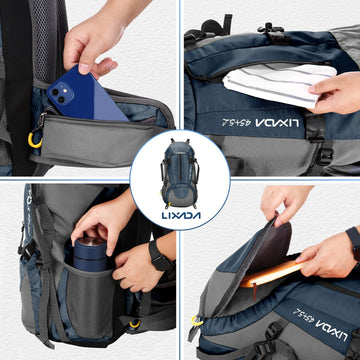 Sac À Dos De Randonnée Imperméable 50L Avec Housse De Pluie - Nylon Résistant
