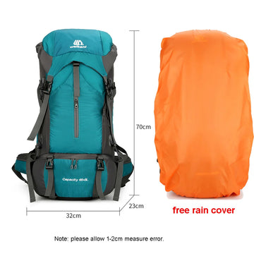 Sac à Dos Femme/Homme 70L en Nylon avec Housse Imperméable pour Camping