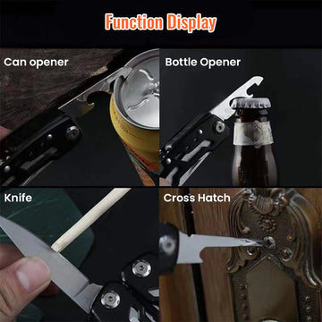 Multi-Outils en Acier Inoxydable – 14 Fonctions Pratiques pour Aventures Extérieures