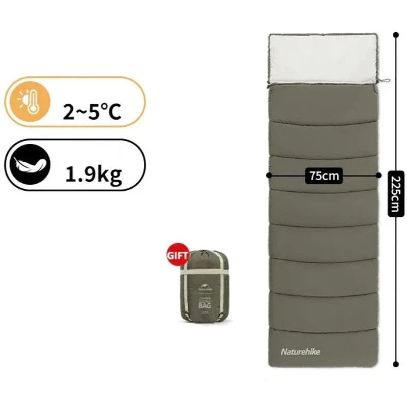 Sac de Couchage à Capuche pour Randonnée 3 Saisons – Coton, 225x75 cm, Confort 5°C à 15°C