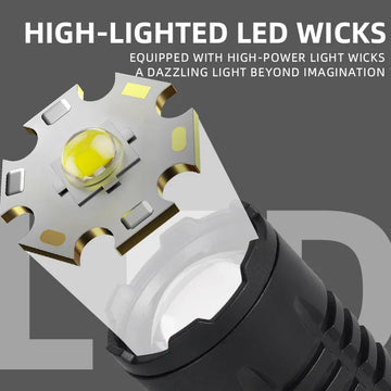 Lampe Torche LED Rechargeable Ultra Puissante avec Fonction Zoom et Écran
