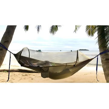 Hamac de Camping 3-en-1 avec Moustiquaire – 250x120 cm, Ultra-Léger, Résistant 200 kg, Tissu Parachute 210T