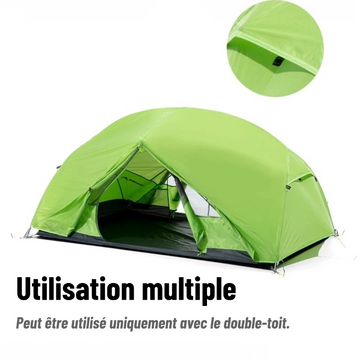 Tente de Randonnée 2 Places Ultra-Légère – 210x140x110 cm, Nylon 20D PU3000mm, Double Couche, Arceaux Aluminium, 2,4 kg