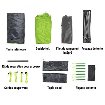 Tente de Randonnée 2 Places Ultra-Légère – 210x140x110 cm, Nylon 20D PU3000mm, Double Couche, Arceaux Aluminium, 2,4 kg