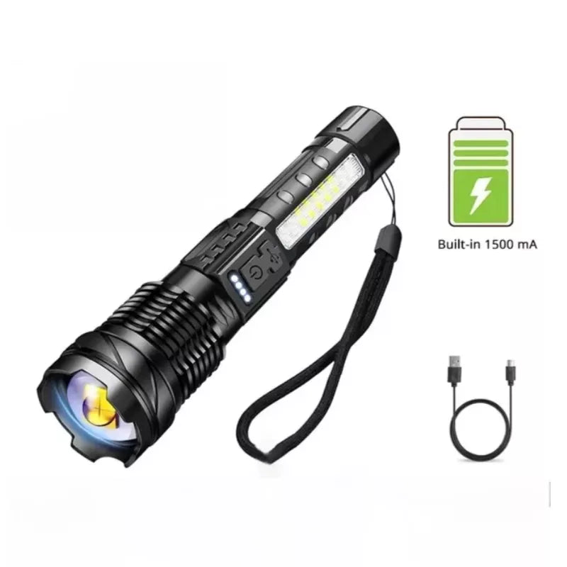Lampe Torche Rechargeable XHP70 Puissante Étanche 2300 Lumens avec 7 Modes et Zoom