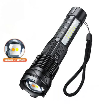 Lampe Torche Rechargeable XHP70 Puissante Étanche 2300 Lumens avec 7 Modes et Zoom