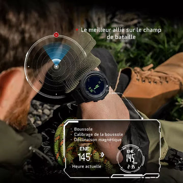 Montre Digitale Outdoor – Altimètre, Baromètre, Thermomètre, Boussole, Étanche 50M, Écran LED 46mm