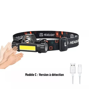 Lampe Frontale LED Rechargeable Étanche Puissante avec Modes d&