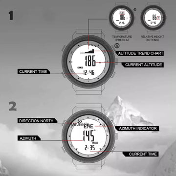 Montre Digitale Outdoor – Altimètre, Baromètre, Thermomètre, Boussole, Étanche 50M, Écran LED 46mm