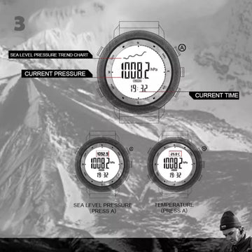 Montre Digitale Outdoor – Altimètre, Baromètre, Thermomètre, Boussole, Étanche 50M, Écran LED 46mm