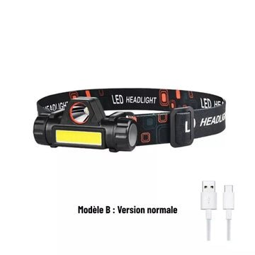 Lampe Frontale LED Rechargeable Étanche Puissante avec Modes d&