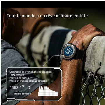 Montre Digitale Outdoor – Altimètre, Baromètre, Thermomètre, Boussole, Étanche 50M, Écran LED 46mm
