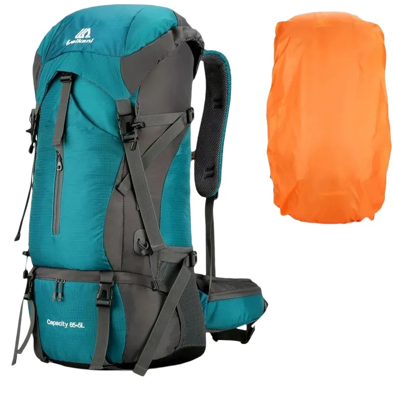 Sac à Dos Femme/Homme 70L en Nylon avec Housse Imperméable pour Camping