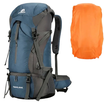Sac à Dos Femme/Homme 70L en Nylon avec Housse Imperméable pour Camping